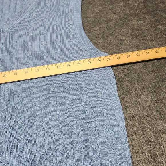 Brooks Brothers Country Club Cable Knit Sweater Vest Light Blue Large Preppy - Picture 4 of 6